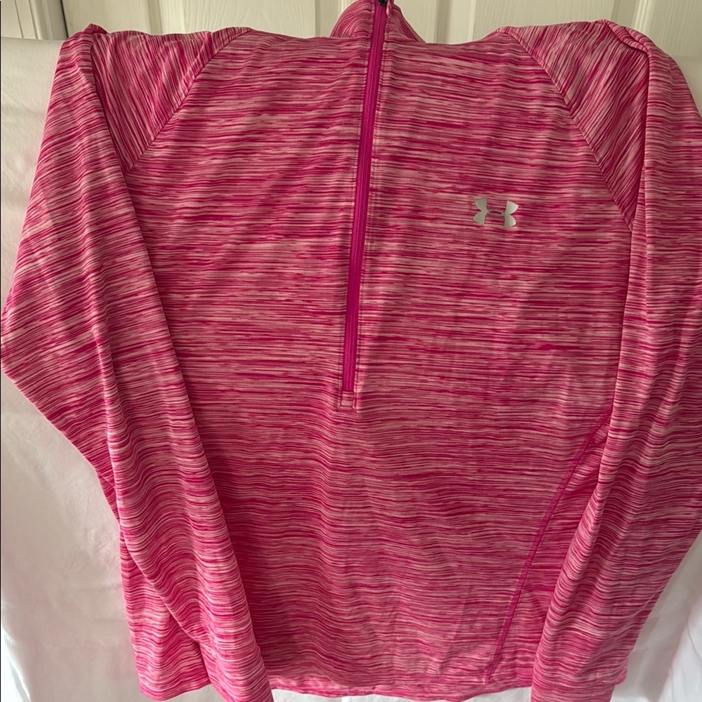 Under Armour Pink Striped Half-Zip Top